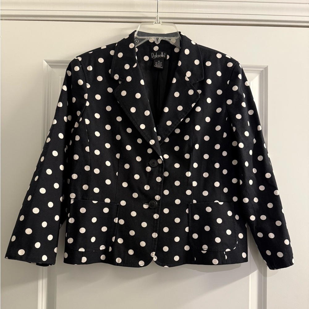 Coldwater Creek Black Blazer with White Polka Dots